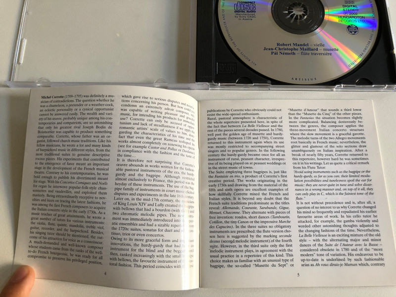 Michel Corrette - Pieces Pour La Vielle Ou Musette Flute, Et Basse Continue / Robert Mandel, Jean Christophe Maillard, Pal Nemeth / Hungaroton Classic Audio CD 2002 Stereo / HCD 32102