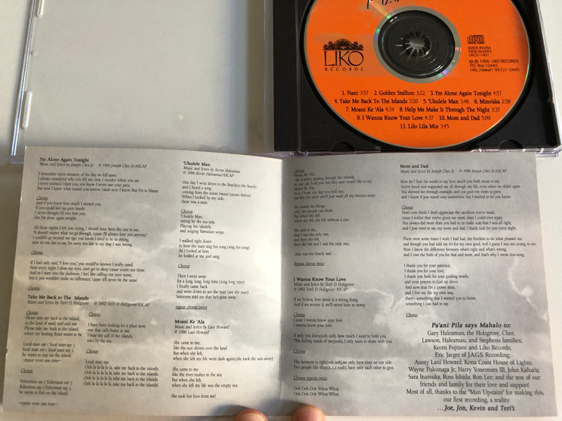 Pa'ani Pila / Liko Records Audio CD 1996 / LRCD-1401