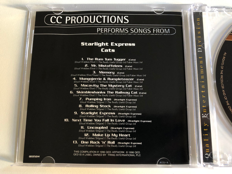 CC Productions – Performs Songs From Starlight Express, Cats / QED Audio CD 1996 / QED504 