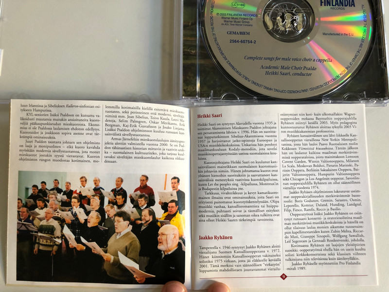 Armas Järnefelt - Laulajan Koti – Kootut Mieskuorolaulut / Akateeminen Mieskuoro Psaldo, Heikki Saari, Jaakko Ryhänen /Finlandia Records Audio CD 2003 / 2564-60754-2