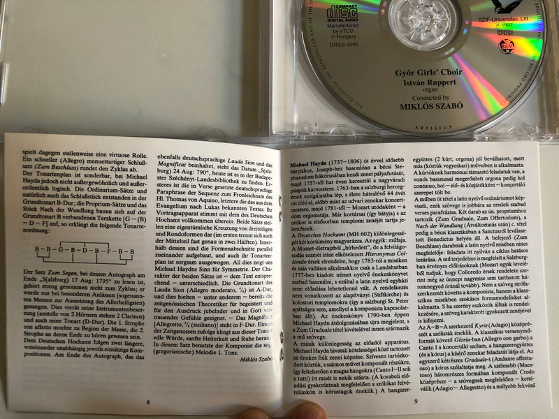 Michael Haydn: Deutsches Hochamt, Deutsches Lauda Sion & Magnificat / Gyor Girl's Choir, Istvan Ruppert (organ), Conducted by Miklos Szabo / SZIF-Universitas Ltd. Audio CD 1997