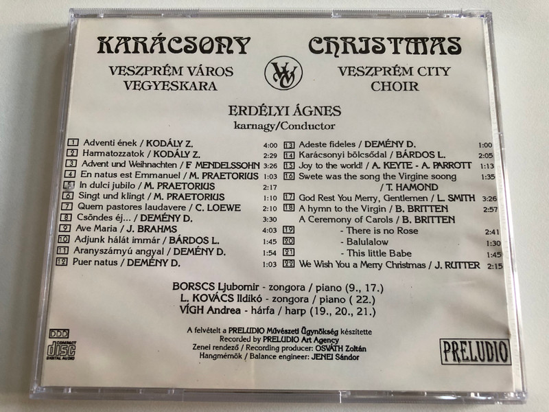 Karácsony - Veszprém Város Vegyeskara, Erdelyi Agnes / Preludio Audio CD / PRECD 9413