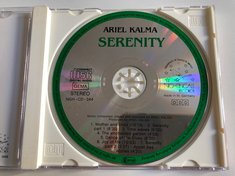 Ariel Kalma - Serenity / Nightingale Records Audio CD 1989 Stereo / NGH-CD-344