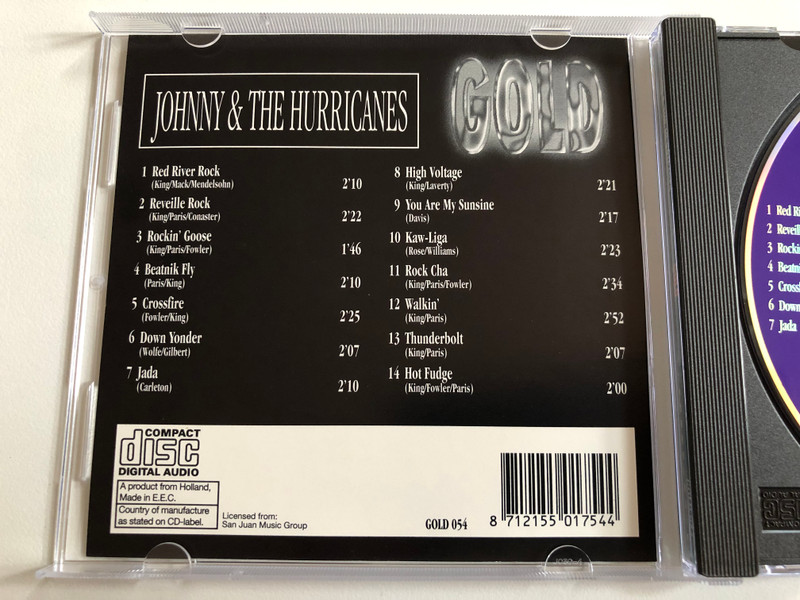 Johnny And The Hurricanes – Gold / Red River Rock, Reveille Rock, Rockin' Goose, Beatnik Fly, Crossfire, Down Yonder, Jada, High Voltage, You Are My Sunsine, Kaw-Liga, Rock Cha, Walkin', Thunderbolt / Gold Audio CD 1995 / Gold 054
