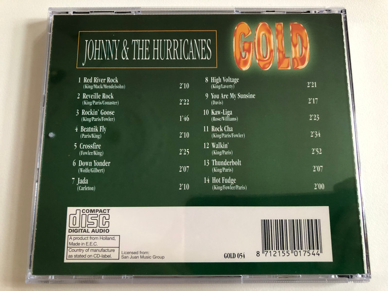 Johnny And The Hurricanes – Gold / Red River Rock, Reveille Rock, Rockin' Goose, Beatnik Fly, Crossfire, Down Yonder, Jada, High Voltage, You Are My Sunsine, Kaw-Liga, Rock Cha, Walkin', Thunderbolt / Gold Audio CD 1995 / Gold 054
