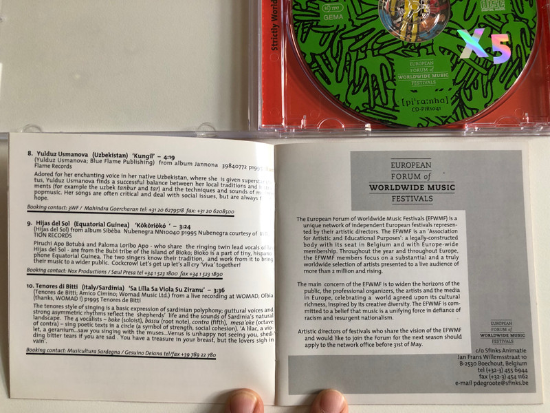 Strictly Worldwide X5 / Tomorrow's WorldWide Music Secrets Today! / Piranha Audio CD 1996 / CD-PIR 1041