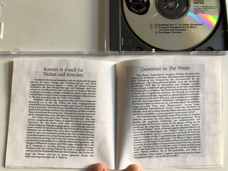Ralph Vaughan Williams - Symphony No. 2 "A London Symphony", Concerto Accedemico (James Buswell - violin), The Wasps: Overture / André Previn, London Symphony Orchestra / RCA Victor Gold Seal Audio CD / 60581-2-RG 