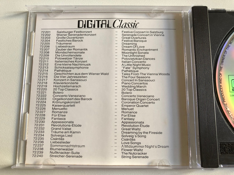 Appassionata - Beethoven, Mahler / Beethoven: Appassionata, Klaviersonate f-Moll op. 57, Pathetique, Sonate c-Moll op. 13, Mahler: Aus der 1. Symphonie / Digital Classic Audio CD Stereo / CD 72230