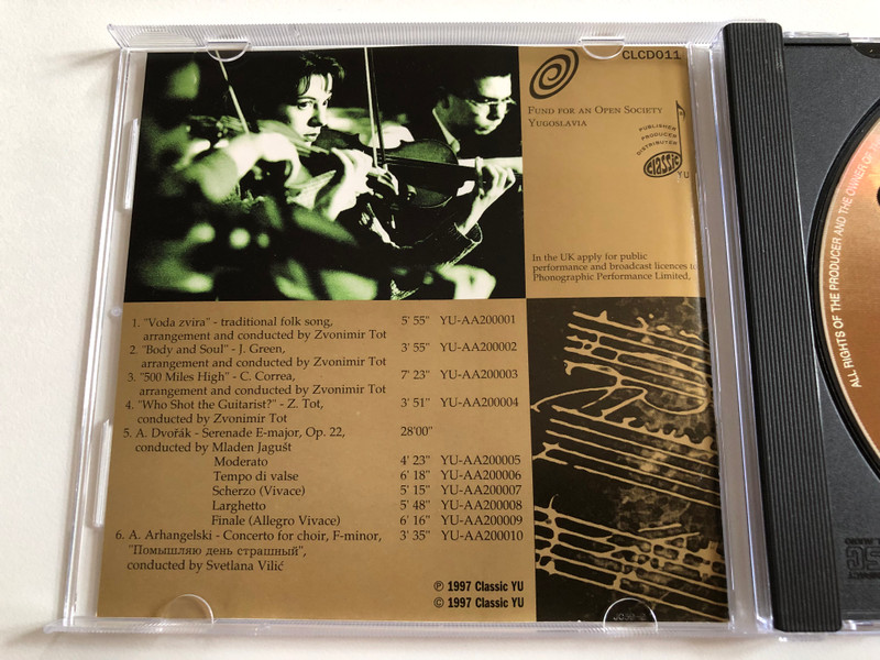 Music From the Workshop - ''From Dvorak to Chick Correa'' / Sarajevska Filharmonija 1923 Audio CD 1997 Stereo / CLCD011