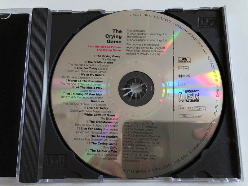 The Crying Game (Music From The Motion Picture) - Boy George, Cicero, Carroll Thompson, Anne Dudley / Polydor Audio CD 1992 / 517024-2