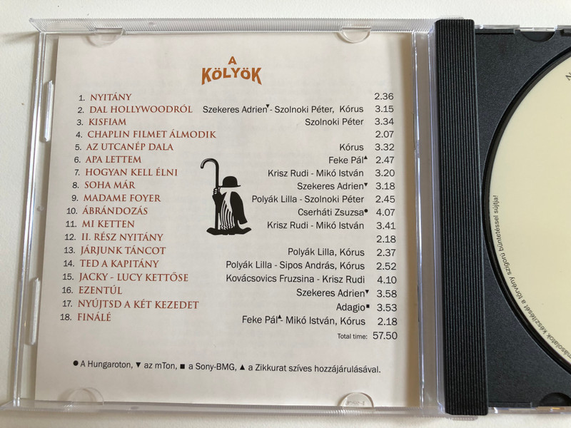 Nagy Tibor, Bradányi Iván, Poszgai Zsolt – A Kölyök - Édes-Bús Musical Charlie Chaplin Emlékére / Adagio, Cserháti Zsuzsa, Fekete Pál, Kovácsovics Fruzsina, Krisz Rudi, Mikó István, Polyák Lilla, Sipos András / EMI Audio CD 2008 / 2647092