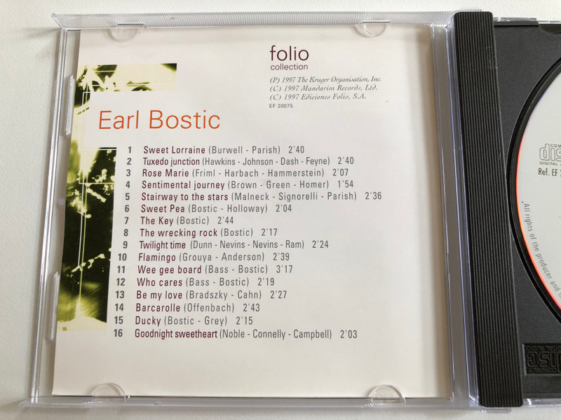 The Jazz Masters - 100 Años de Swing - Earl Bostic / Folio Collection Audio CD 1997 / EF 20075