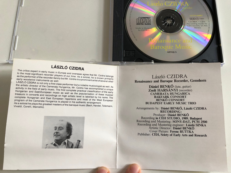László Czidra – Renaissance And Baroque Recorder / Daniel Benko (lute & guitar), Zsolt Harsanyi (recorder) / Bakfark Consort, Camerata Hungarica, Benkő Consort, Budapest Early Music Trio / CÉH Audio CD 1989 / GCCD 66002