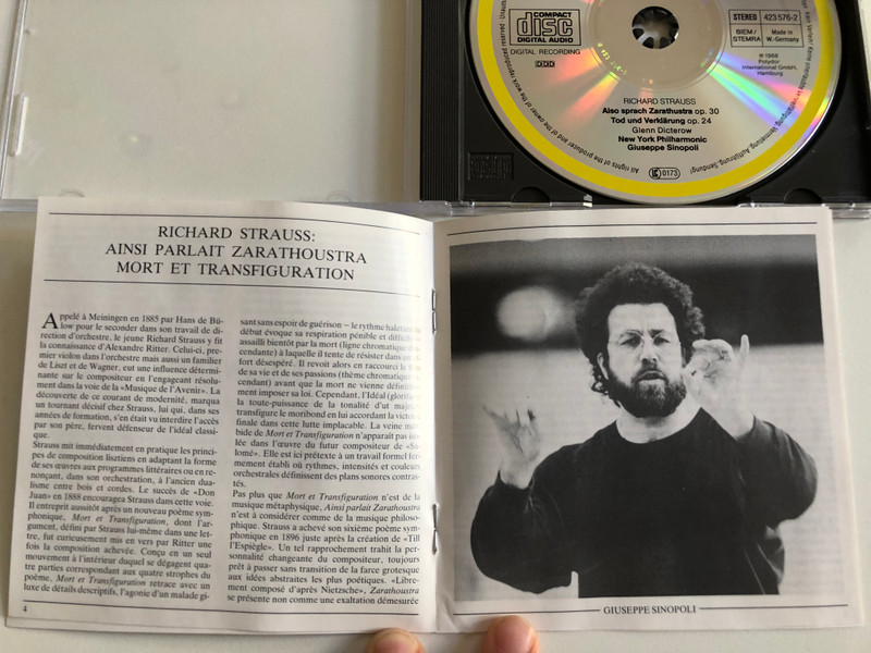 Richard Strauss: Also Sprach Zarathustra, Tod Und Verklärung / New York Philharmonic, Giuseppe Sinopoli / Deutsche Grammophon Audio CD 1988 Stereo / 423 576-2