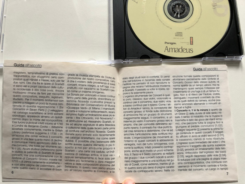 Alessandro Scarlatti: Concerti A Sette Parti, Sonate Per Violoncello / Accademia Bizantina, direttore: Ottavio Dantone / Amadeus Audio CD 2001 / AM 143-2