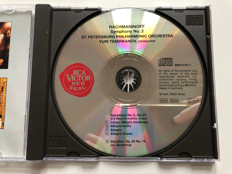 Rachmaninoff: Symphony No. 2, Vocalise / St. Petersburg Philharmonic Orchestra, Yuri Temirkanov / RCA Victor Red Seal Audio CD 1994 / 09026 61281 2