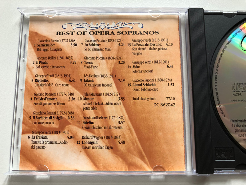 Best Of Opera Sopranos / Montserrat Caballé, Maria Callas, Victoria De Los Angeles, Martina Arroyo, Ghena Dimitrova, Renata Scotto / Semiramide, Il Pirata, Rigoletto, Tosca, Il Barbiere Di Siviglia, La Traviata / Disky Audio CD 1995 / DC 862042