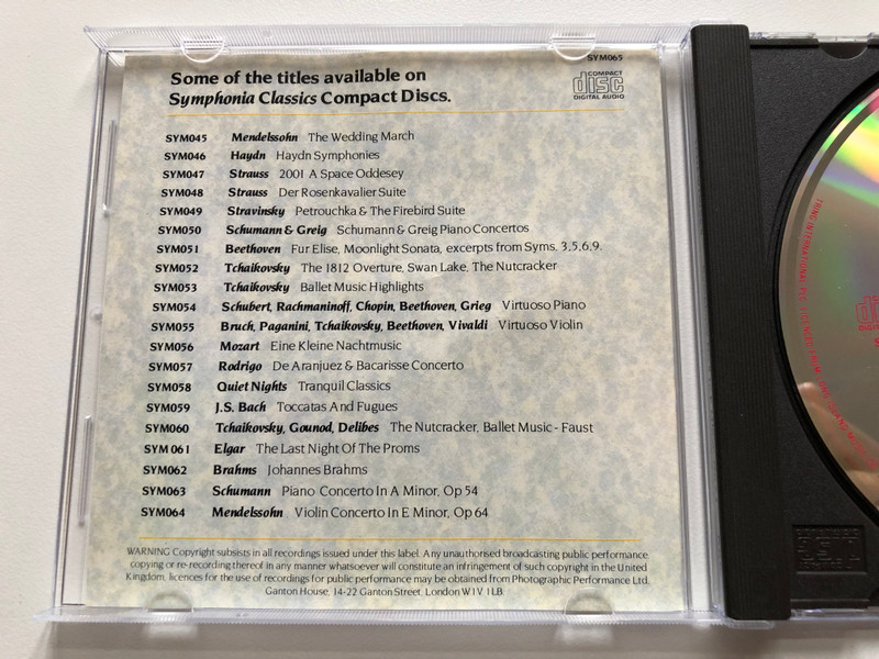 Tchaikovsky: Symphony No 5 in E Minor, Op 64 / The European Philharmonic Orchestra / Symphonia Digital Classics Audio CD / SYM065