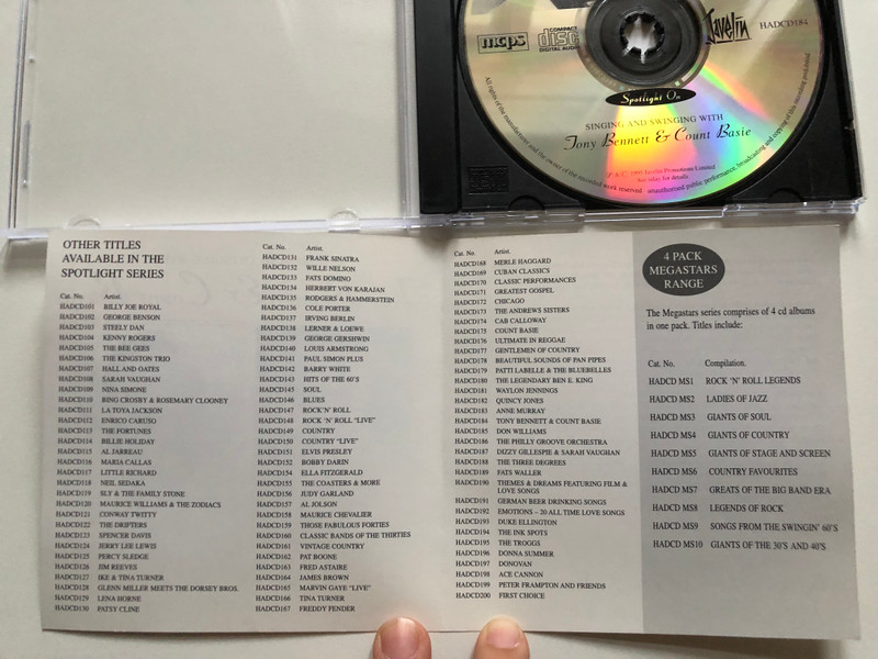 Singing And Swinging With Tony Bennett & Count Basie / Anything Goes, Jeepers Creepers, Are You Having Any Fun, One O'Clock Jump, Jumpin' At The Woodside / Spotlight On / Javelin Audio CD 1995 / HADCD184