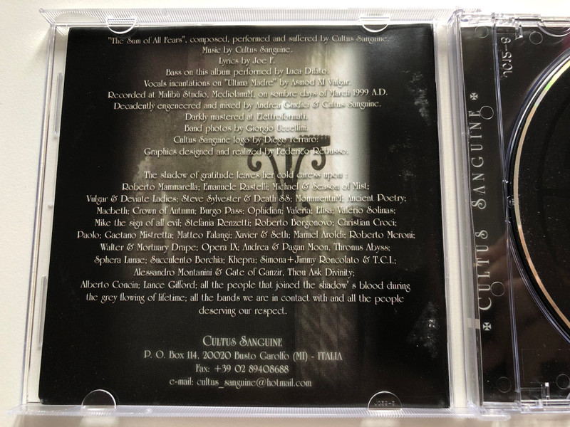 Cultus Sanguine – The Sum Of All Fears / Season Of Mist Audio CD 1999 / SOM 023
