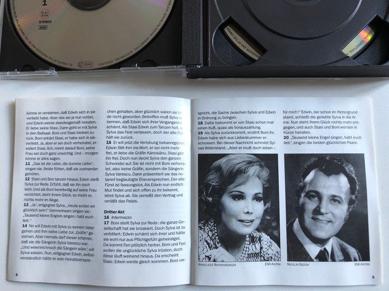 Kálmán - Rothenberger, Gedda, Miljakovic, Brokmeier, Anheisser - Die Czárdásfürstin / Chor Der Bayerischen Staatsoper, Symphonie-Orchester Graunke - Mattes / EMI Classics 2x Audio CD 1996 Stereo / 724356617025