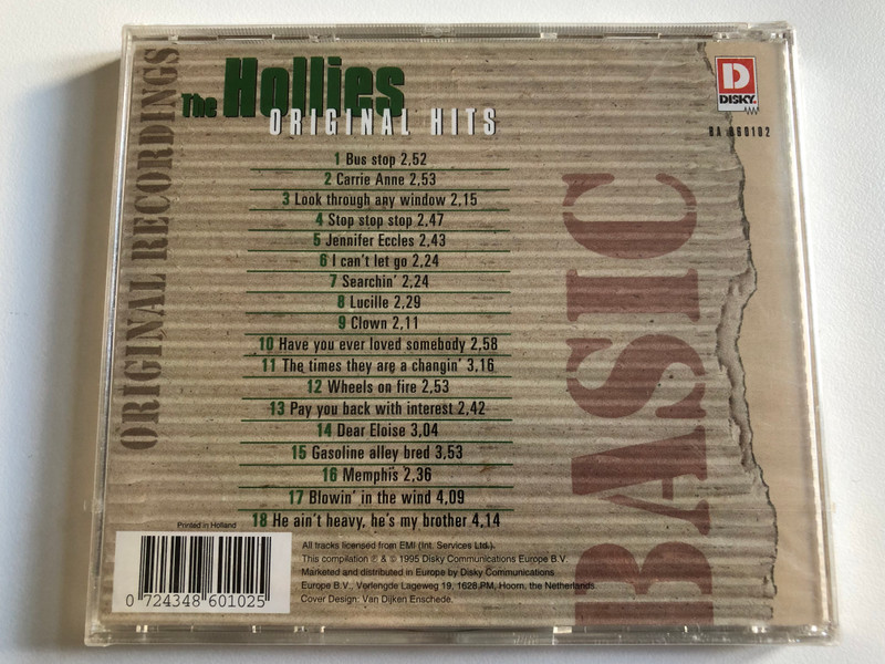 The Hollies – Original Hits / Stop Stop Stop, Carrie Anne, Bus Stop, Jennifer Eccles, He Ain't Heavy, He's My Brother / Basic / Disky Audio CD 1995 / BA 860102