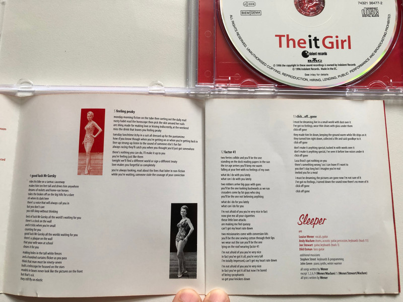 Sleeper – The It Girl / Indolent Records Audio CD 1996 / 74321 36477-2