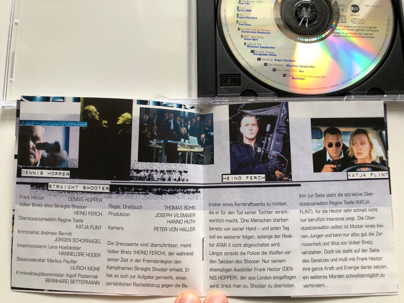 Straight Shooter (Original Soundtrack from and inspired by) / Dennis Hopper, Katja Flint, Heino Ferch / Neue & exclusive tracks von Project Pitchfork, Guano Apes, Such A Surge, Wolfsheim / EastWest Audio CD 1999 / 3984-27102-2