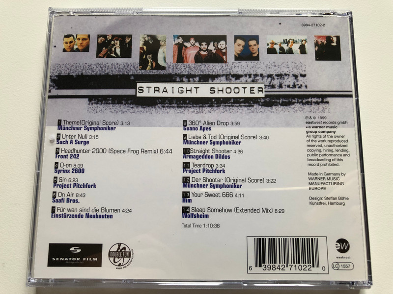 Straight Shooter (Original Soundtrack from and inspired by) / Dennis Hopper, Katja Flint, Heino Ferch / Neue & exclusive tracks von Project Pitchfork, Guano Apes, Such A Surge, Wolfsheim / EastWest Audio CD 1999 / 3984-27102-2