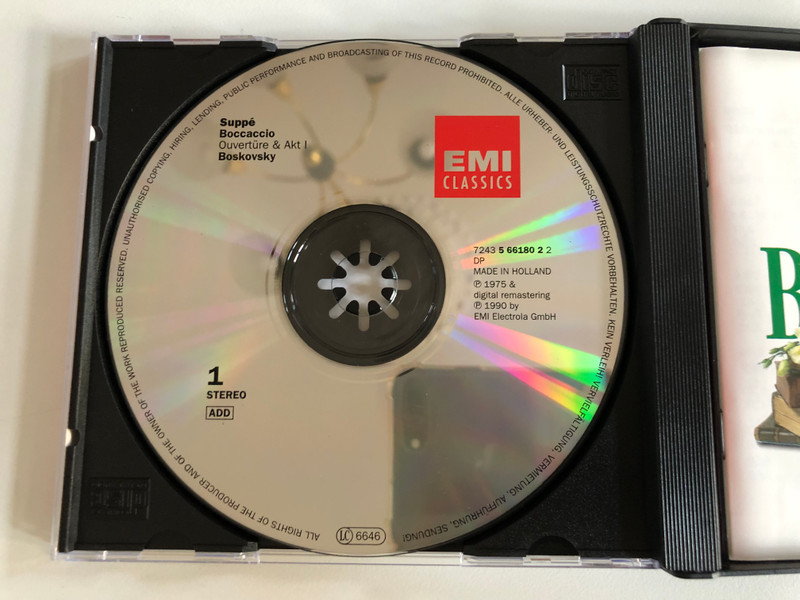 Suppé - Rothenberger, Prey, Moser, Böhme, Dallapozza, Berry - Boccaccio - Chor Der Bayerischen Staatsoper, Bayerisches Symphonie-Orchester - Boskovsky / EMI Classics 2x Audio CD 1990 Stereo / 724356617926