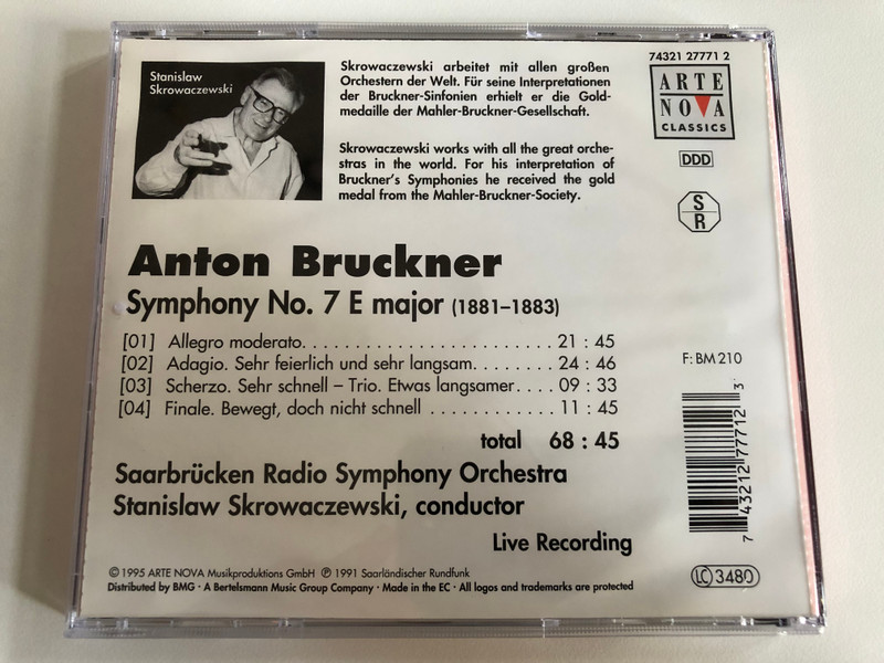 Bruckner - Symphony No. 7 In E Major / Saarbrücken Radio Symphony Orchestra, Stanislaw Skrowaczewski - conductor / Arte Nova Classics Audio CD 1995 / 74321277712