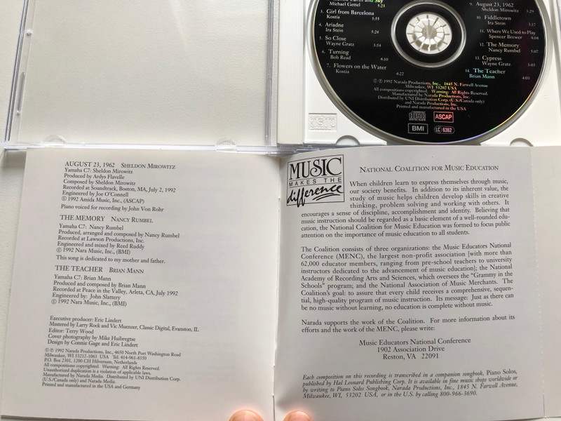 Narada Artists – Piano Solos / Featuring: Michael Jones, Spencer Brewer, Michael Gettel, Wayne Gratz, Ira Stein, Kostia, Nancy Rumbel, Sheldon Mirowitz, Bob Read, Brian Mann / Narada Lotus Audio CD 1992 / ND-61031 