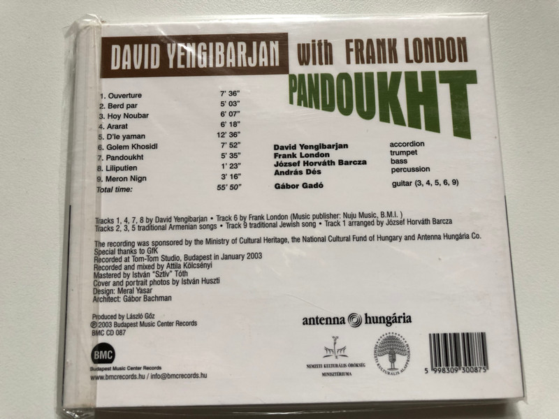 David Yengibarjan With Frank London – Pandoukht / Budapest Music Center Records Audio CD 2003 / BMC CD 087