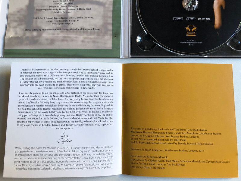 Çiğdem Aslan – Mortissa / Asphalt Tango Records Audio CD 2013 / CD-ATR 4313