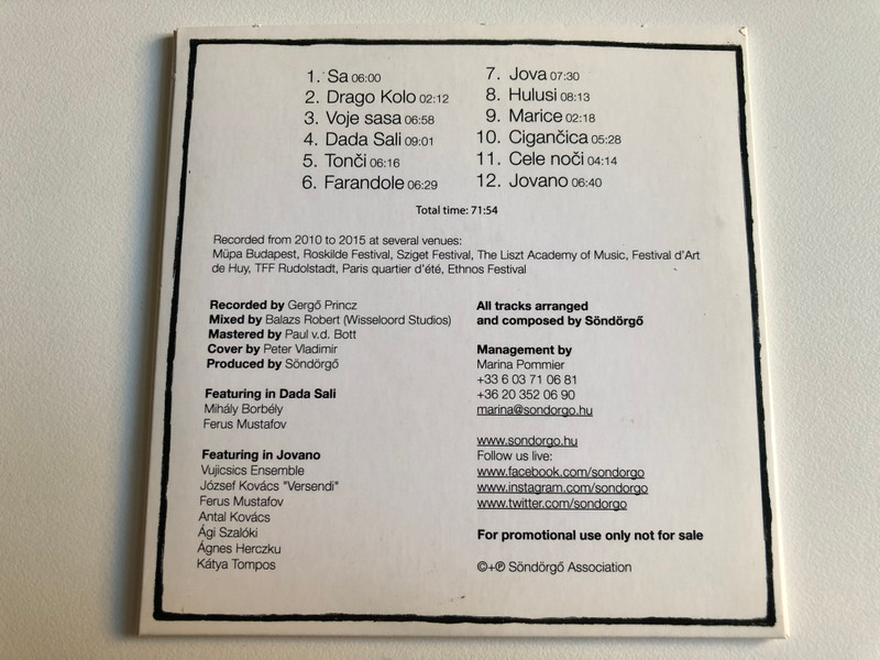 Söndörgő - Live / Söndörgő Association Audio CD