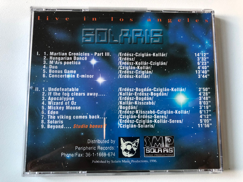 Solaris – Live In Los Angeles / Includes A New!!! Studio Bonus: Beyond - 11'56'' / Solaris Music Productions 2x Audio CD 1996 / SMP 004