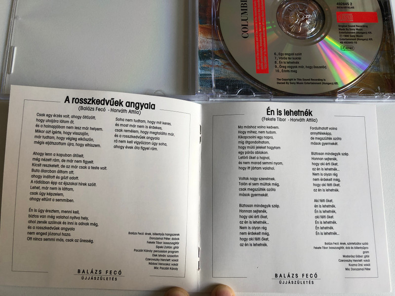 Balázs Fecó – Újjászületés/ Columbia Audio CD 1998 / 492845 2