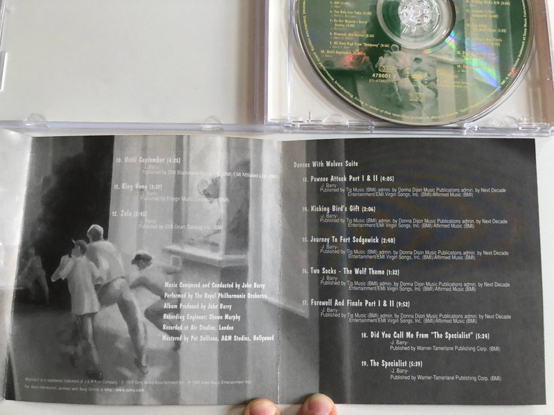 John Barry - Moviola II: Action And Adventure / Music Composed and Conducted by John Barry, Performed by The Royal Philharmonic Orchestra / Goldfinger, From Russia With Love, Thunderball / Epic Soundtrax Audio CD 1995 / 478601 2