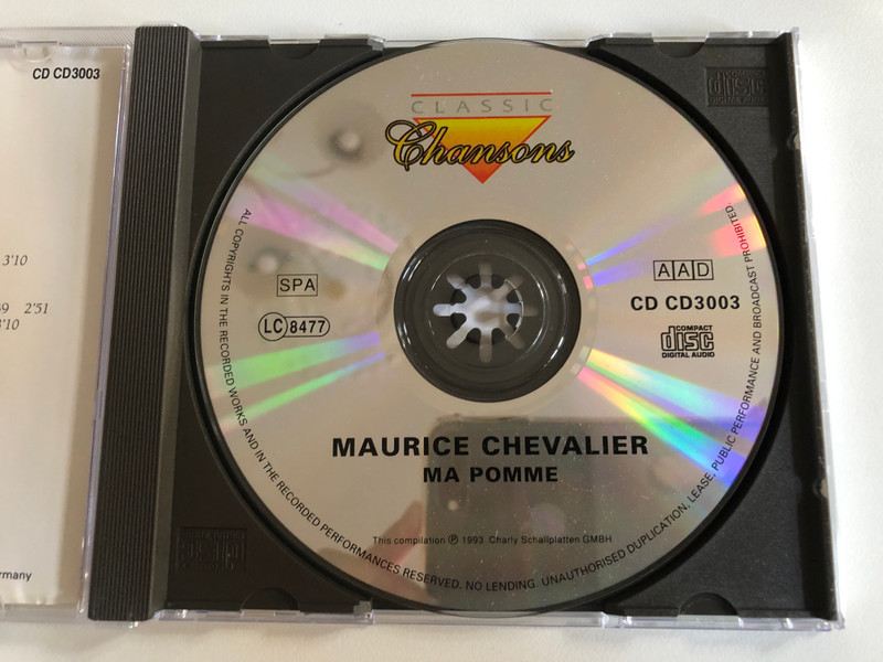 Maurice Chevalier - Ma Pomme / Classic Chansons Audio CD 1993 / CD CD3003