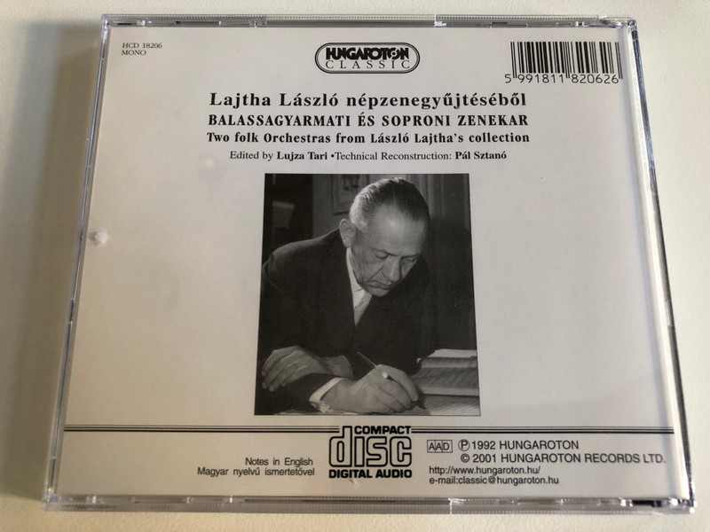 From The Instrumental Folk Collection Of Lajtha - Hangszeres Népzenegyűjtéséből / Balassagyarmati És Soproni Népi Zenekar = Two Folk Orchestras / Hungaroton Classic Audio CD 2001 Mono / HCD 18206