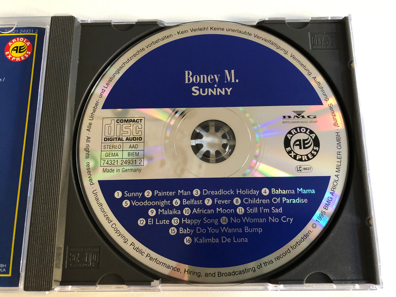 Boney M. – Sunny / Belfast, El Lute, Dreadlock Holiday, Still I'm Sad / Ariola Express Audio CD 1995 Stereo / 74321 24931 2