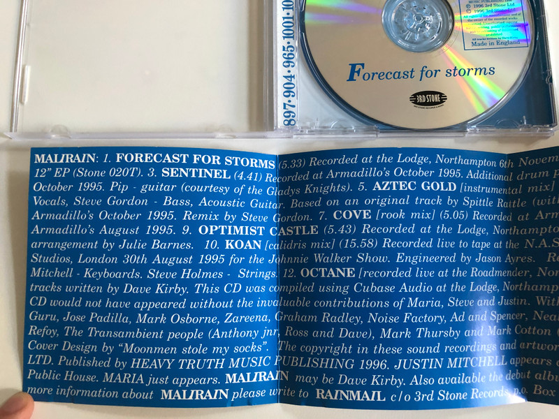 Mali Rain – Forecast For Storms / 3rd Stone Audio CD 1996 / STONE024CD