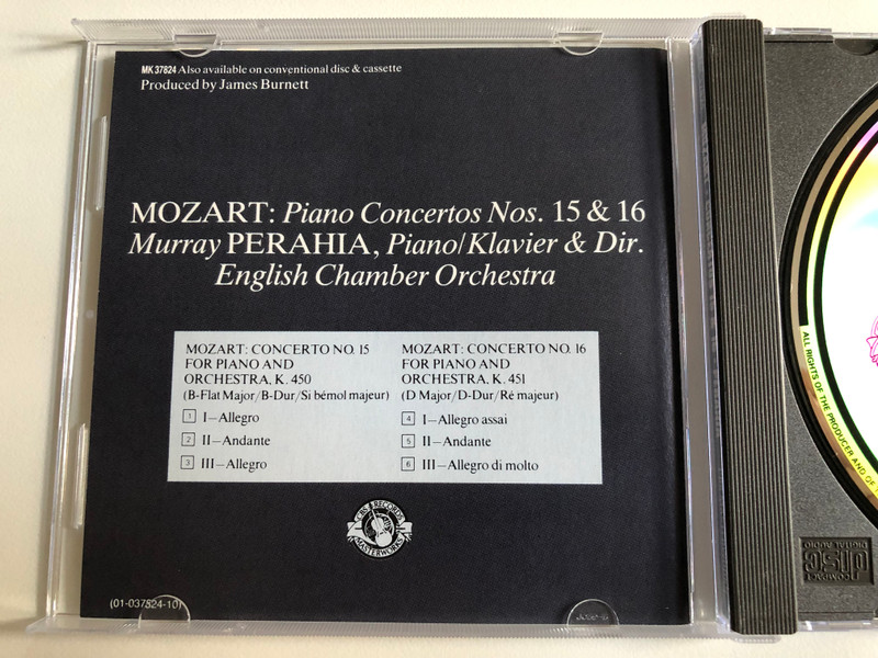 Mozart: Piano Concertos Nos. 15 & 16 - Murray Perahia / English Chamber Orchestra / CBS Masterworks Audio CD 1983 Stereo / MK 37824
