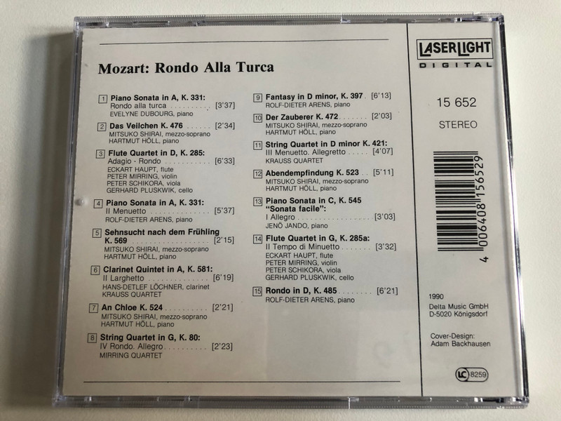 W. A. Mozart - Ave Verum Highlights / Laudate Dominum, Exsulative, Jubilate, Requiem / Edith Wiens, Maria Zadori, Celina Lindsley, Gabriele Fuchs, RIAS Chamber Chorus, Berlin Radio Symphony Orchestra / LaserLight Digital Audio CD 1990 Stereo / 15654