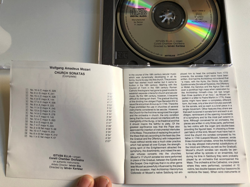 Mozart - Church Sonatas Complete / István Ella, Corelli Chamber Orchestra / Hungaroton Audio CD 1987 Stereo / HCD 12866-2