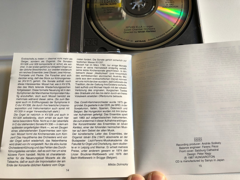 Mozart - Church Sonatas Complete / István Ella, Corelli Chamber Orchestra / Hungaroton Audio CD 1987 Stereo / HCD 12866-2