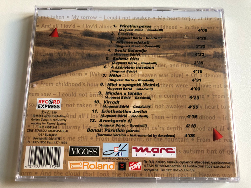 A.D. Studio – Páratlan Páros / Record Express Audio CD 1999 / REC 255117-2