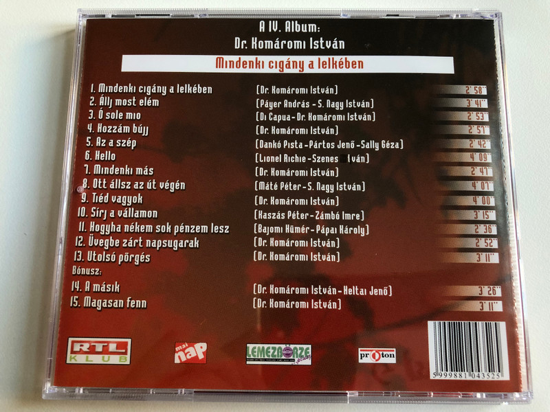 Komaromi Istvan - Mindenki cigany a lelkeben / Proton Audio CD 2003 / BPRCD 20031015 (5999881043525) 