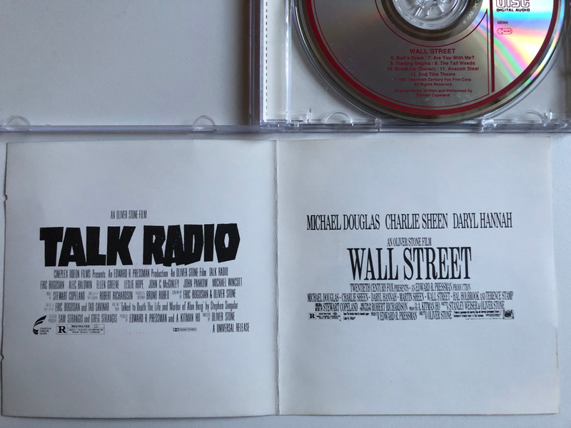 Music by Stewart Copeland – Talk Radio (Original Motion Picture Soundtrack) / Also contains Wall Street composed by Stewart Copeland / Varèse Sarabande Audio CD 1988 / VSD-5215 