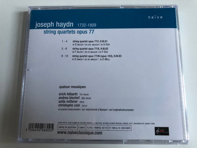 Haydn - String Quartets Opus 77 - Quatuor Mosaïques / Naïve Audio CD 2000 / E 8800